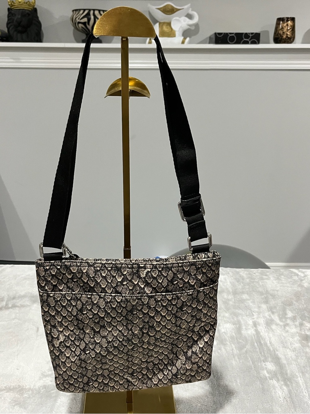 Coach Taylor Getaway Snake Print Nylon Crossbody File Bag EUC - Picture 3 of 11